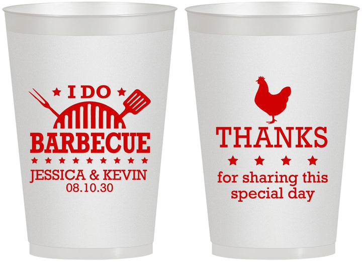 Personalized Wedding 12 oz Frosted Cups - I Do Barbecue Bbq | 469