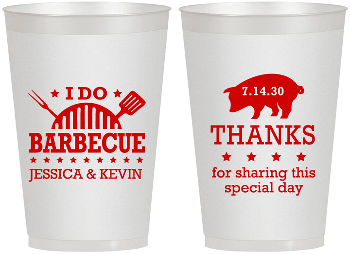 Personalized Wedding 12 oz Frosted Cups - I Do Barbecue Bbq | 470