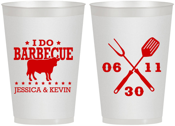 Personalized Wedding 12 oz Frosted Cups - I Do Barbecue Bbq | 471