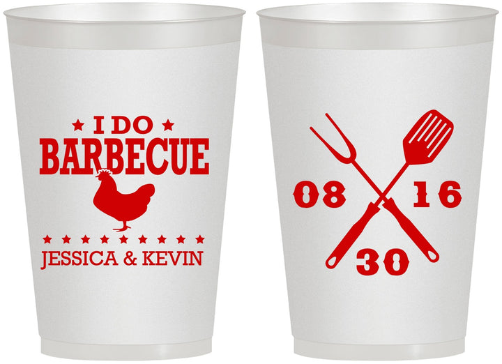 Personalized Wedding 12 oz Frosted Cups - I Do Barbecue Bbq | 472