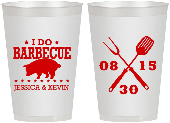 Personalized Wedding 12 oz Frosted Cups - I Do Barbecue Bbq | 473