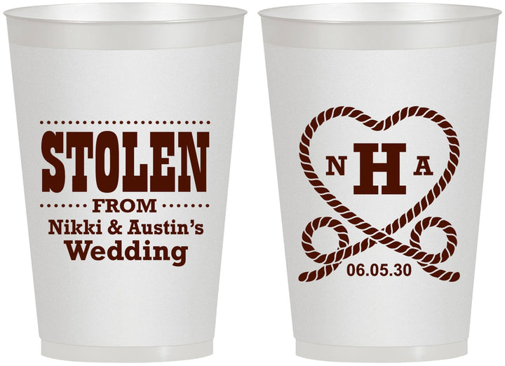 Personalized Wedding 12 oz Frosted Cups - Stolen Monogram | 474