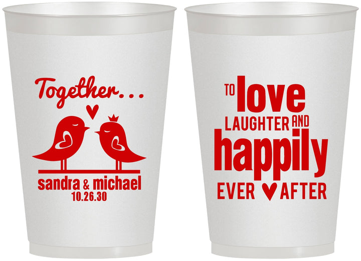 Personalized Wedding 12 oz Frosted Cups - Happily Ever After | 480