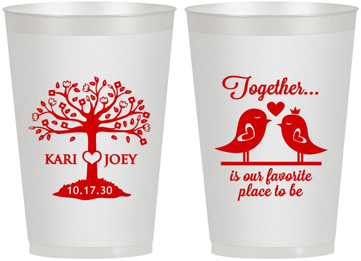 Personalized Wedding 12 oz Frosted Cups - Love Birds | 481