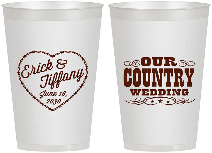 Personalized Wedding 12 oz Frosted Cups - Country Wedding | 484