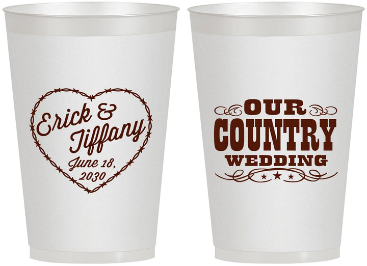 Personalized Wedding 12 oz Frosted Cups - Country Wedding | 484