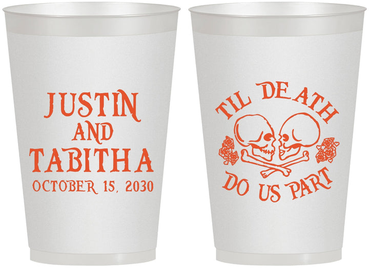 Personalized Wedding 12 oz Frosted Cups - Til Death Do Us Part | 485