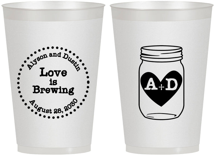 Personalized Wedding 12 oz Frosted Cups - Love Is Brewing | 486