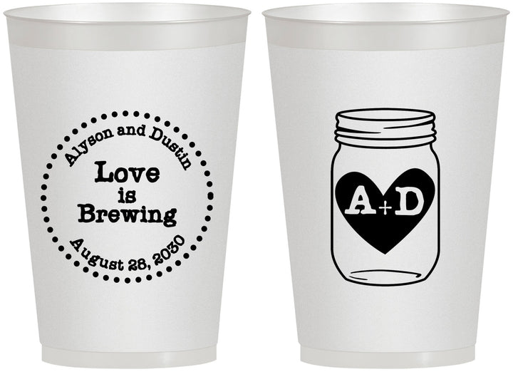 Personalized Wedding 12 oz Frosted Cups - Love Is Brewing | 486