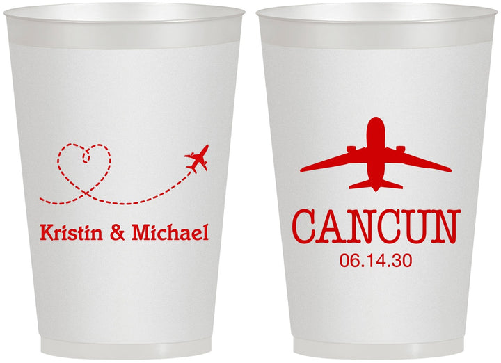 Personalized Wedding 12 oz Frosted Cups - Destination | 492