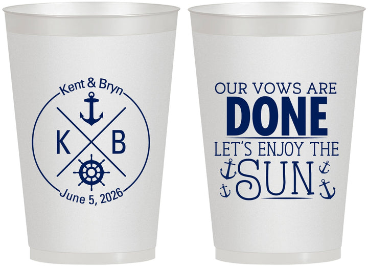 Personalized Wedding 12 oz Frosted Cups - Nautical | 495