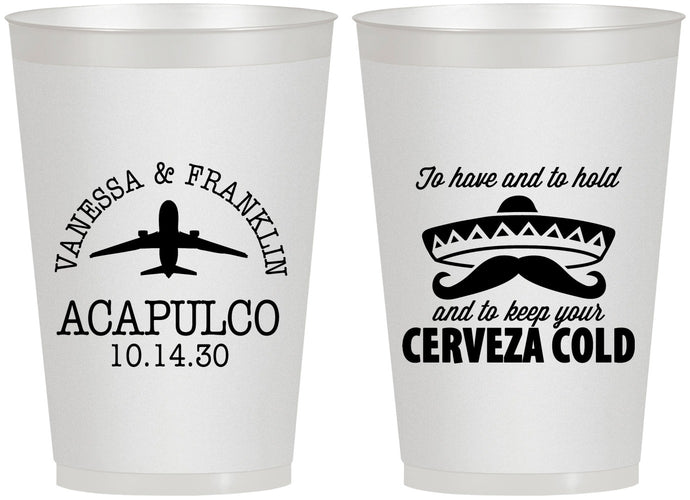 Personalized Wedding 12 oz Frosted Cups - Destination | 496