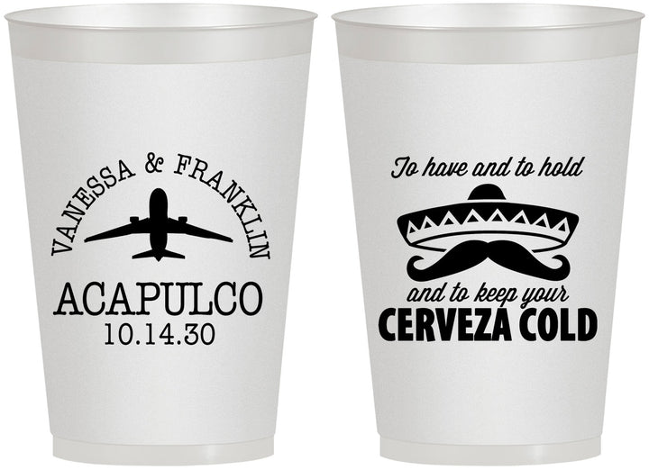 Personalized Wedding 12 oz Frosted Cups - Destination | 496