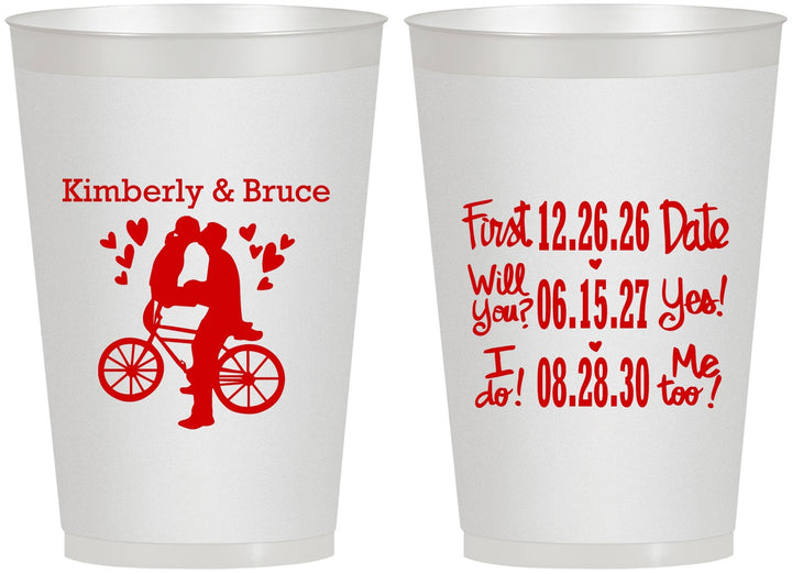 Personalized Wedding 12 oz Frosted Cups - First Date Will You I Do | 497