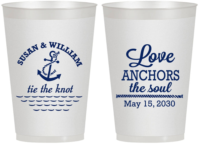Personalized Wedding 12 oz Frosted Cups - Love Anchors The Soul | 498