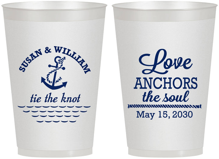 Personalized Wedding 12 oz Frosted Cups - Love Anchors The Soul | 498