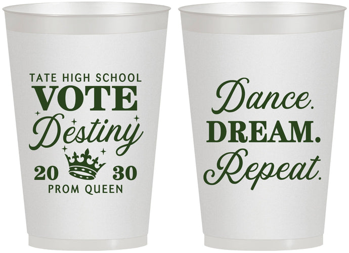 Personalized Prom 12 oz Frosted Cups - Queen Vote | 50016
