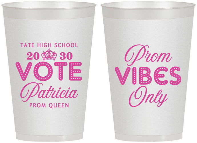 Personalized Prom 12 oz Frosted Cups - Queen Vote | 50017