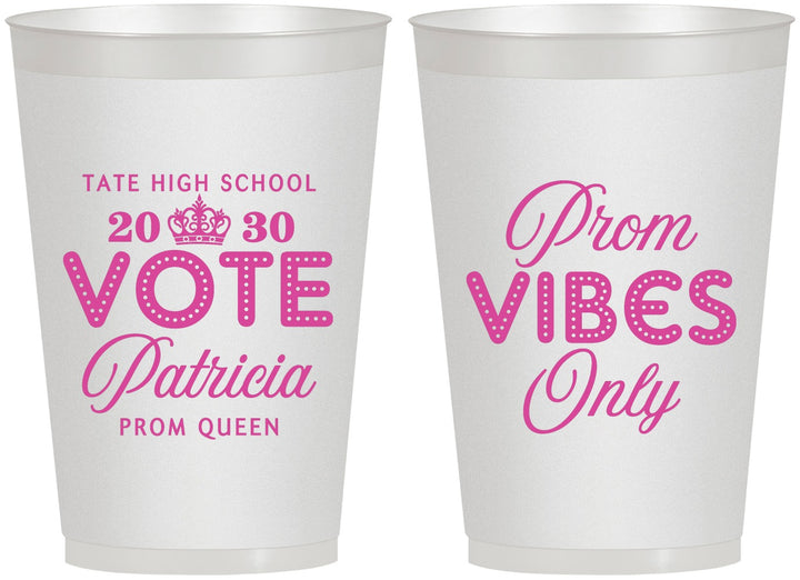 Personalized Prom 12 oz Frosted Cups - Queen Vote | 50017