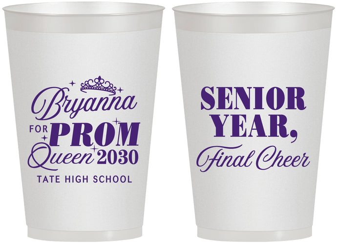 Personalized Prom 12 oz Frosted Cups - Queen Vote | 50018
