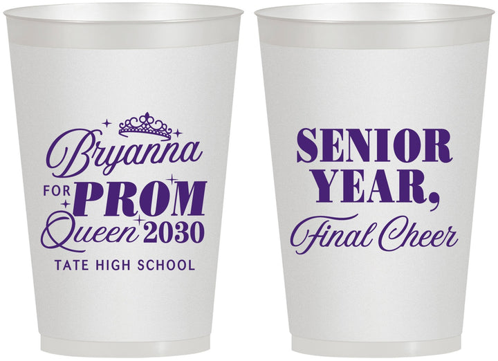Personalized Prom 12 oz Frosted Cups - Queen Vote | 50018