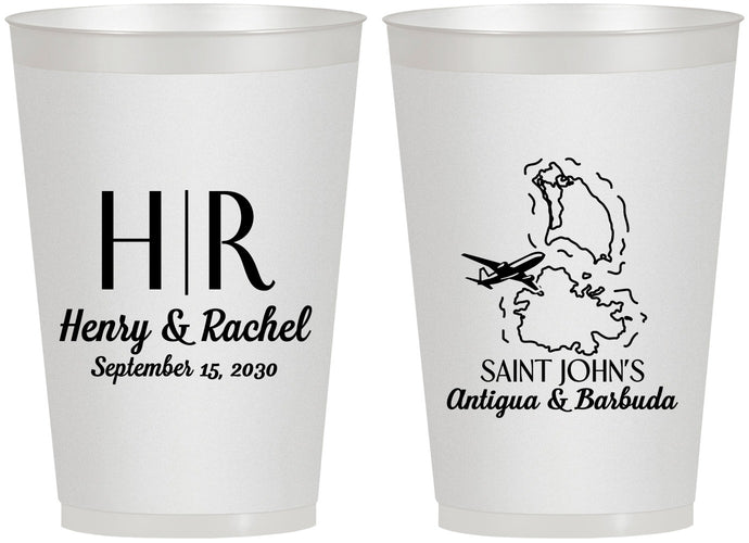 Personalized Wedding 12 oz Frosted Cups - Antigua And Barbuda | 502