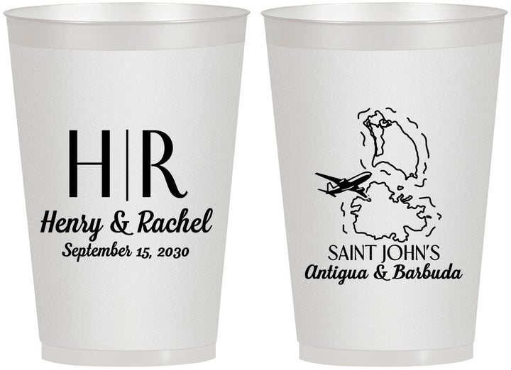 Personalized Wedding 12 oz Frosted Cups - Antigua And Barbuda | 502