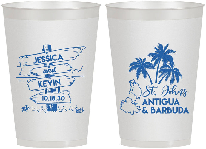 Personalized Wedding 12 oz Frosted Cups - Antigua And Barbuda | 503