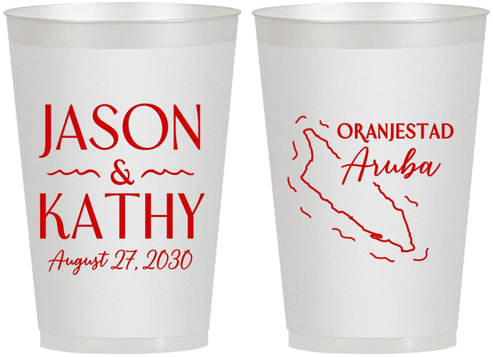Personalized Wedding 12 oz Frosted Cups - Aruba | 504