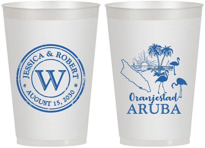 Personalized Wedding 12 oz Frosted Cups - Aruba | 505