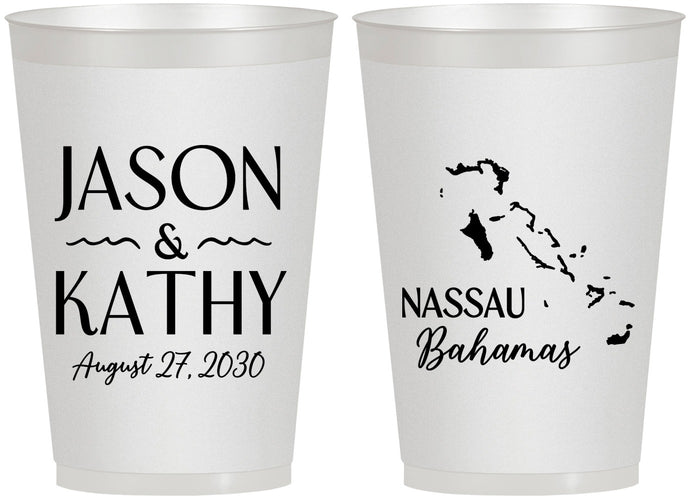 Personalized Wedding 12 oz Frosted Cups - Bahamas | 506