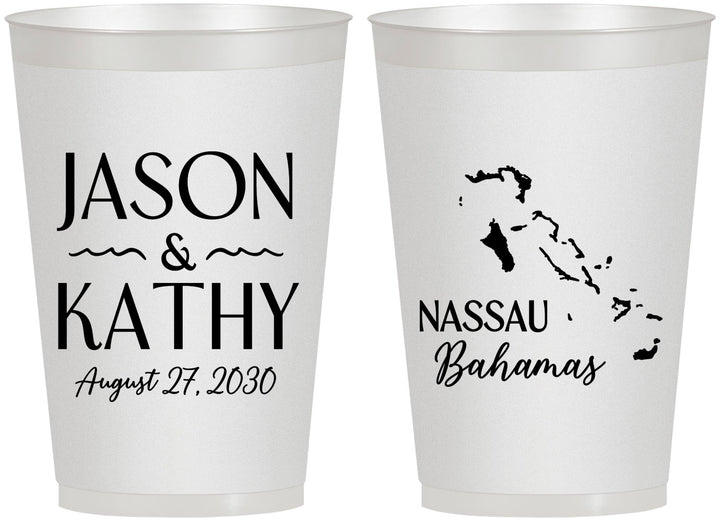 Personalized Wedding 12 oz Frosted Cups - Bahamas | 506