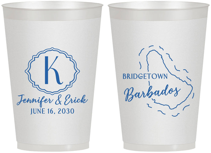 Personalized Wedding 12 oz Frosted Cups - Barbados | 508
