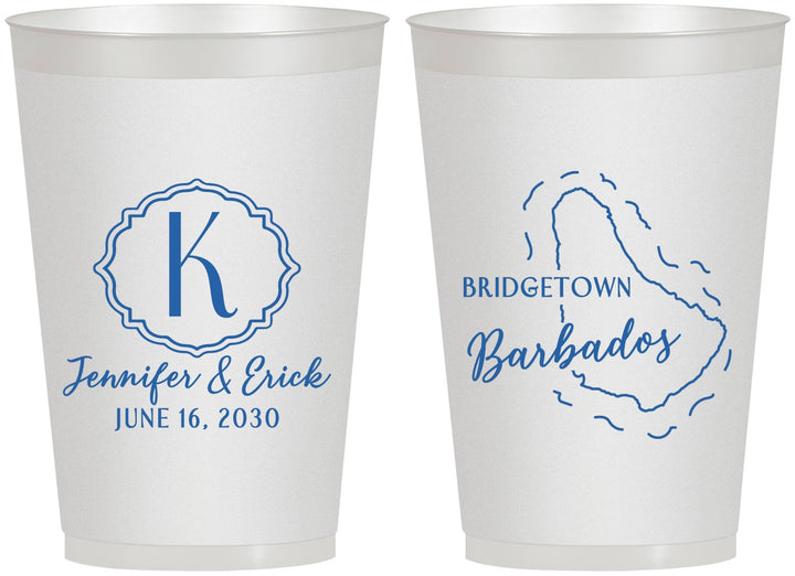 Personalized Wedding 12 oz Frosted Cups - Barbados | 508