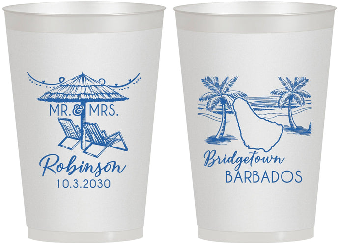 Personalized Wedding 12 oz Frosted Cups - Barbados | 509