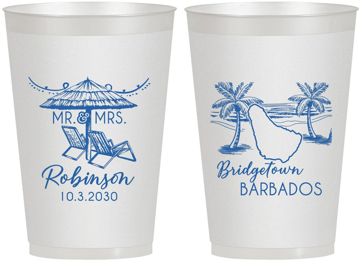 Personalized Wedding 12 oz Frosted Cups - Barbados | 509