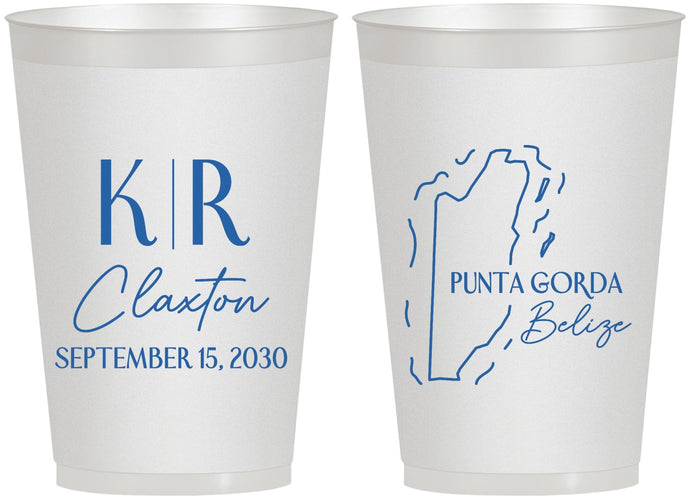 Personalized Wedding 12 oz Frosted Cups - Belize | 510