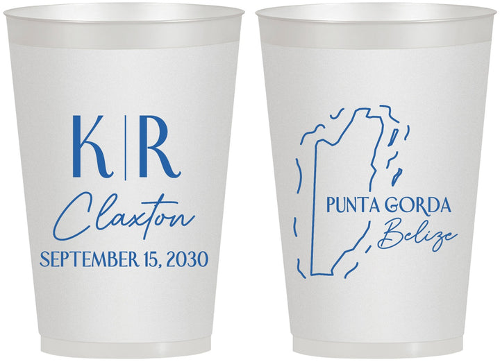 Personalized Wedding 12 oz Frosted Cups - Belize | 510