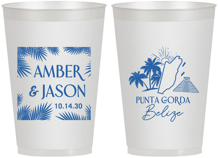 Personalized Wedding 12 oz Frosted Cups - Belize | 511