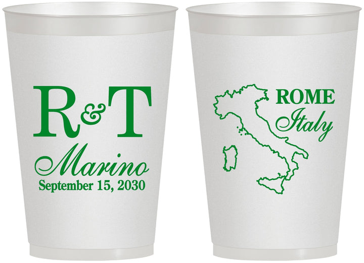 Personalized Wedding 12 oz Frosted Cups - Italy | 514