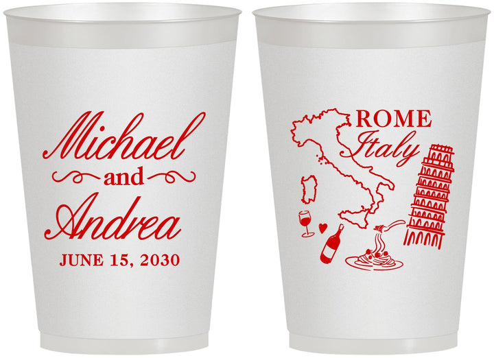 Personalized Wedding 12 oz Frosted Cups - Italy | 515