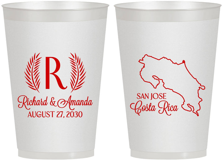 Personalized Wedding 12 oz Frosted Cups - Costa Rica | 518