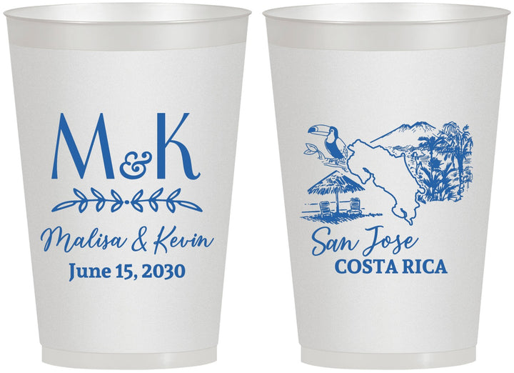 Personalized Wedding 12 oz Frosted Cups - Costa Rica | 519