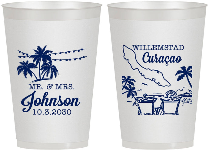Personalized Wedding 12 oz Frosted Cups - Curacao | 521