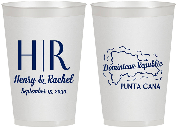 Personalized Wedding 12 oz Frosted Cups - Domincan Republic | 522