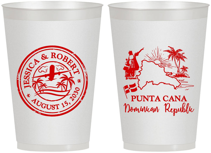 Personalized Wedding 12 oz Frosted Cups - Domincan Republic | 523