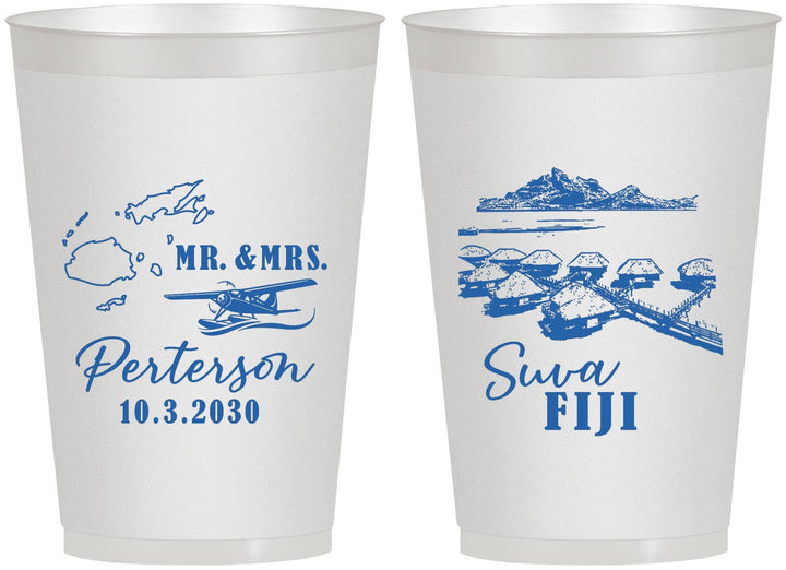 Personalized Wedding 12 oz Frosted Cups - Fiji | 525