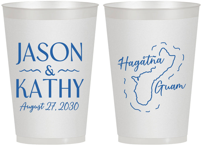 Personalized Wedding 12 oz Frosted Cups - Guam | 526