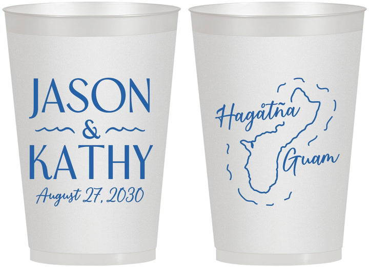 Personalized Wedding 12 oz Frosted Cups - Guam | 526