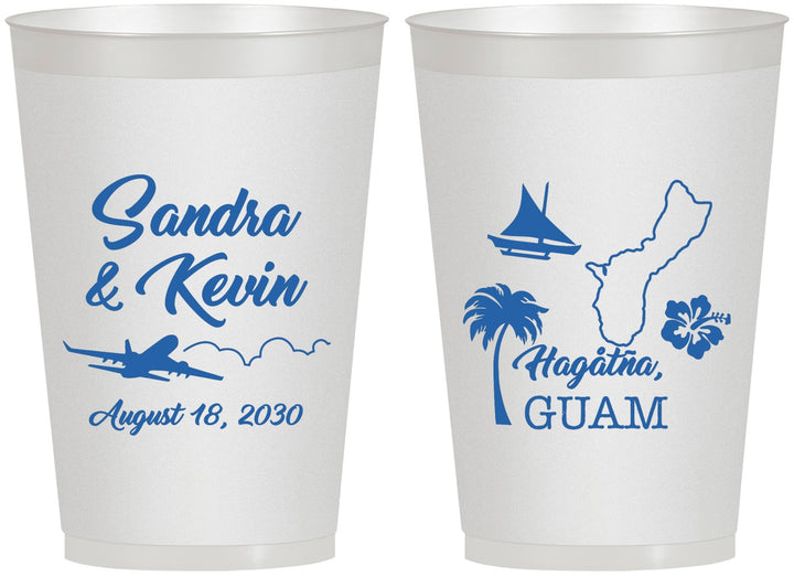 Personalized Wedding 12 oz Frosted Cups - Guam | 527